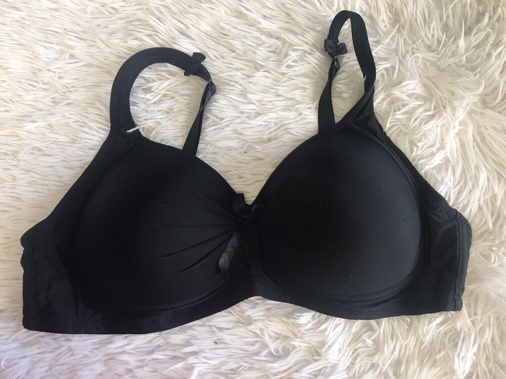 Women Prima Valentina Bra 40C Solid Black Molded Cup Full Coverage No Wire Bows